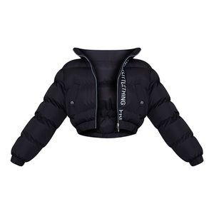 BLACK CROPPED PUFFER JACKET